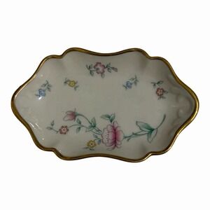 Vintage Lenox Fine China "Floral Garden" Collection Small Oblong Tray Gold Trim